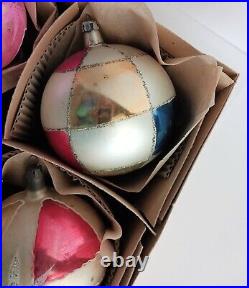 Vintage Jumbo Fantasia Christmas Tree Ornaments Poland Glass Hand Painted Balls