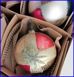 Vintage Jumbo Fantasia Christmas Tree Ornaments Poland Glass Hand Painted Balls