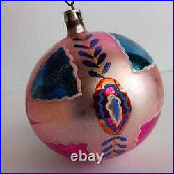 Vintage Jumbo Fantasia Christmas Tree Ornaments Poland Glass Hand Painted Balls