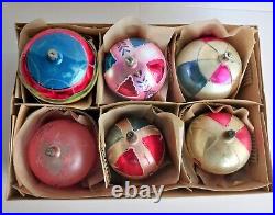 Vintage Jumbo Fantasia Christmas Tree Ornaments Poland Glass Hand Painted Balls