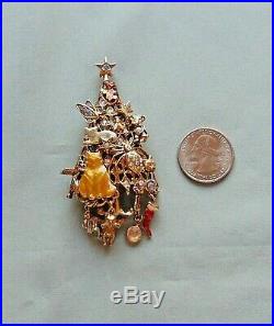 Vintage KIRKS FOLLY Xmas Tree Cat Ornament Pin