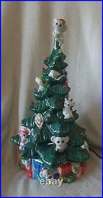 Vintage Kimple Mold 16 Lighted Christmas Mouse Ceramic Tree Rare Find 1981