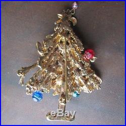 Vintage Kirks Folly Dragonfly Fantasy Christmas Tree Brooch Pin Signed Crystals