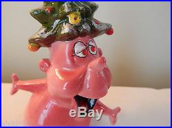 Vintage Kreiss Psycho Ceramics Christmas Tree Rhinestone Pink Guy Figurine RARE