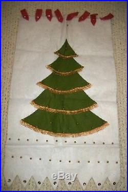 Vintage LEEWARDS Felt CHRISTMAS ADVENT CALENDAR 70s TREE Sequin Ornaments