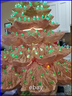 Vintage LG Pink Nowell Ceramic Lighted Christmas Tree 3-Piece Decorative 26 H