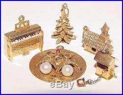 Vintage LOT 14K 10K Yellow Gold Charm Moveable Piano Christmas Tree Church 18Gr