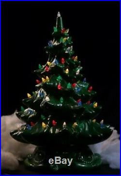 Vintage Large 16 Porcelain Light Up Christmas Tree Atlantic Mold with base