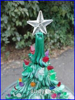 Vintage Large 20 Lighted Ceramic Christmas Tree With Base and Lights Complete