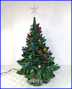 Vintage Large 21 Ceramic Christmas Tree w Silent Night Music Box Atlantic Mold