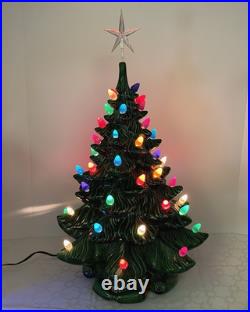 Vintage Large 21 Ceramic Christmas Tree w Silent Night Music Box Atlantic Mold
