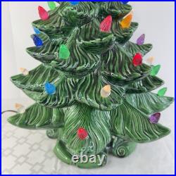 Vintage Large 21 Ceramic Christmas Tree w Silent Night Music Box Atlantic Mold