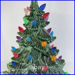 Vintage Large 21 Ceramic Christmas Tree w Silent Night Music Box Atlantic Mold
