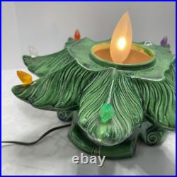 Vintage Large 21 Ceramic Christmas Tree w Silent Night Music Box Atlantic Mold