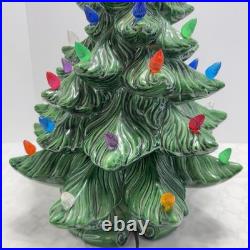 Vintage Large 21 Ceramic Christmas Tree w Silent Night Music Box Atlantic Mold
