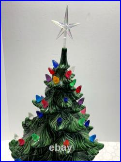 Vintage Large 21 Ceramic Christmas Tree w Silent Night Music Box Atlantic Mold