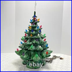 Vintage Large 21 Ceramic Christmas Tree w Silent Night Music Box Atlantic Mold
