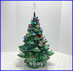 Vintage Large 21 Ceramic Christmas Tree w Silent Night Music Box Atlantic Mold