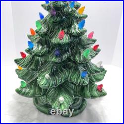 Vintage Large 21 Ceramic Christmas Tree w Silent Night Music Box Atlantic Mold