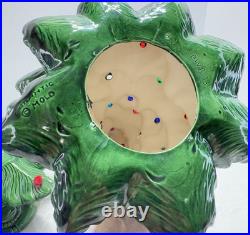 Vintage Large 21 Ceramic Christmas Tree w Silent Night Music Box Atlantic Mold