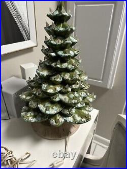 Vintage Large 21 Unique Color Atlantic Mold Ceramic Christmas Tree W Clear Bulb