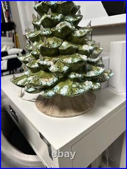 Vintage Large 21 Unique Color Atlantic Mold Ceramic Christmas Tree W Clear Bulb