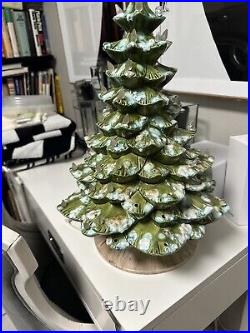 Vintage Large 21 Unique Color Atlantic Mold Ceramic Christmas Tree W Clear Bulb