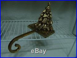 Vintage Large 3 D Brass Christmas Tree Stocking Holder