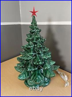Vintage Large 3 Piece Ceramic Green Mold Christmas Tree 19