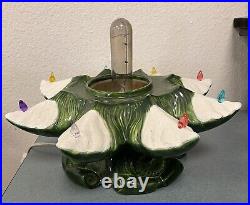 Vintage Large 3 Piece Ceramic Green Snow Tipped Atlantic Mold Christmas Tree