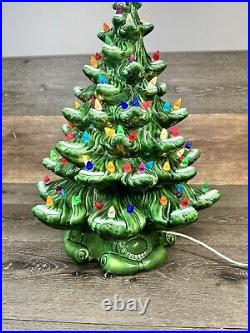 Vintage Large Atlantic Mold Ceramic Christmas Tree 19 Tall Snow Flocked