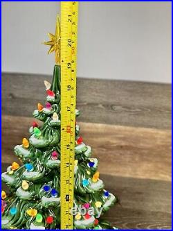 Vintage Large Atlantic Mold Ceramic Christmas Tree 19 Tall Snow Flocked