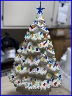 Vintage Large Ceramic 20 Christmas Tree With Base Christmas Decor