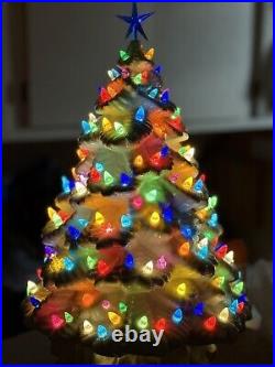 Vintage Large Ceramic 20 Christmas Tree With Base Christmas Decor