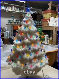 Vintage Large Ceramic 20 Christmas Tree With Base Christmas Decor