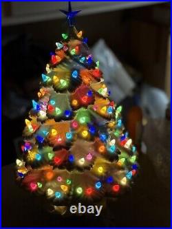 Vintage Large Ceramic 20 Christmas Tree With Base Christmas Decor