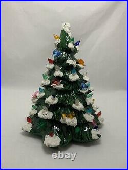 Vintage Large Ceramic Christmas Tree 11 Flocked Lighted Mold No Base
