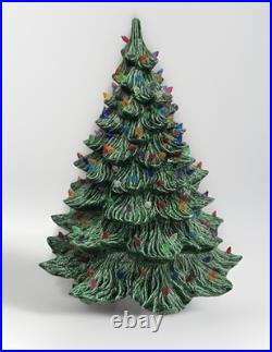 Vintage Large Ceramic Christmas Tree 19 Green Heavy Handmade