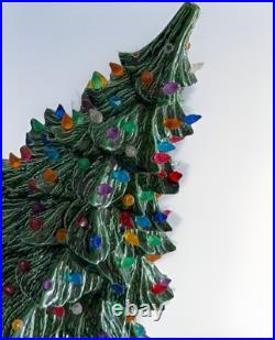 Vintage Large Ceramic Christmas Tree 19 Green Heavy Handmade