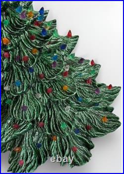 Vintage Large Ceramic Christmas Tree 19 Green Heavy Handmade
