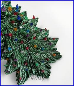 Vintage Large Ceramic Christmas Tree 19 Green Heavy Handmade