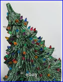 Vintage Large Ceramic Christmas Tree 19 Green Heavy Handmade