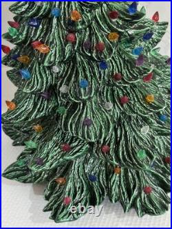 Vintage Large Ceramic Christmas Tree 19 Green Heavy Handmade