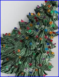 Vintage Large Ceramic Christmas Tree 19 Green Heavy Handmade
