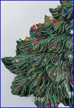 Vintage Large Ceramic Christmas Tree 19 Green Heavy Handmade