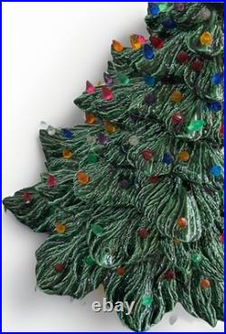 Vintage Large Ceramic Christmas Tree 19 Green Heavy Handmade