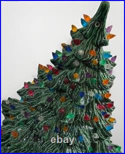 Vintage Large Ceramic Christmas Tree 19 Green Heavy Handmade