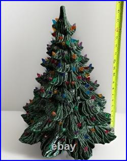 Vintage Large Ceramic Christmas Tree 19 Green Heavy Handmade