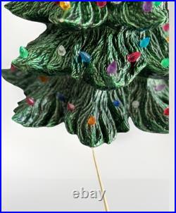 Vintage Large Ceramic Christmas Tree 19 Green Heavy Handmade
