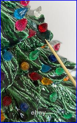 Vintage Large Ceramic Christmas Tree 19 Green Heavy Handmade